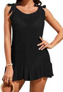 lot 1193 image: $46 Womens Summer Swimsuit Cover Up Dress - Tie Back, Ruffle Hem 2XL