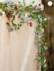 lot 1219 image: CWI Poppy Garland - 5ft Garland for Mantle, Table, Entryway