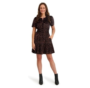 lot 1223 image: French Connection Velvet Leopard Dress for Women