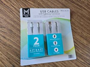lot 1253 image: Members Mark USB C & USB-A Lightning Cables, 1-3 ft & 1-6 ft