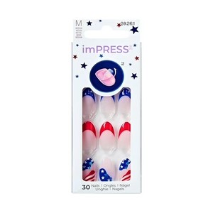 lot 1303 image: imPRESS Patriotic Press On Nails, Forever Fling, Multicolor Almond
