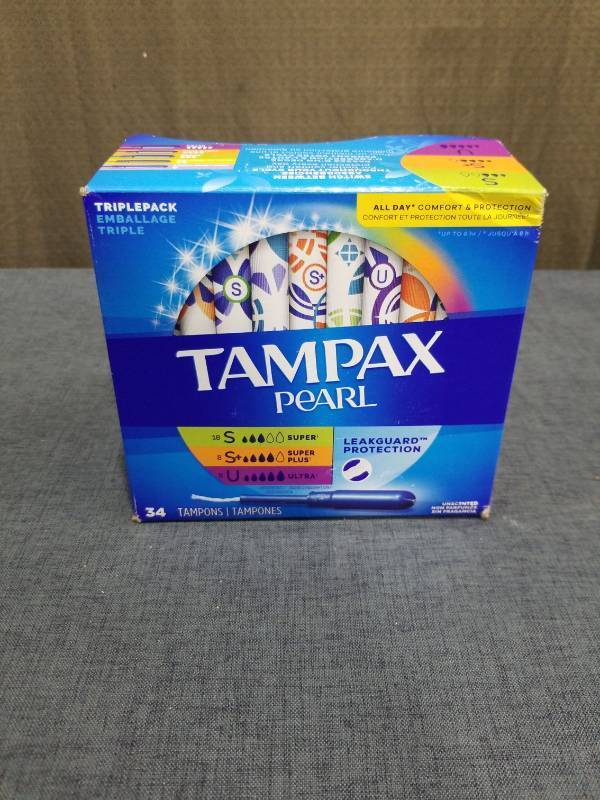 lot 2544 image: Tampax Pearl Triplepack 34 Tampons Super Plus Ultra Absorbency