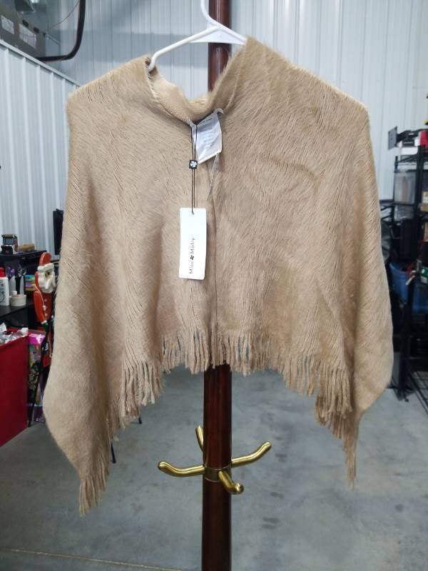 lot 2738 image: Mini Molly 100% Acrylic Fringed Shawl Wrap Beige