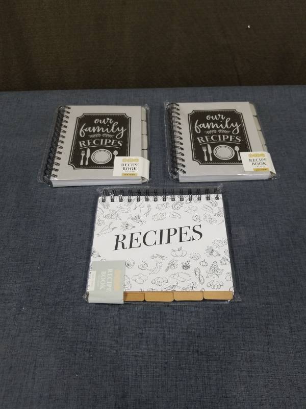 lot 2796 image: Recipe Books Set of 3 Spiral-Bound Family Recipes Blank Pages