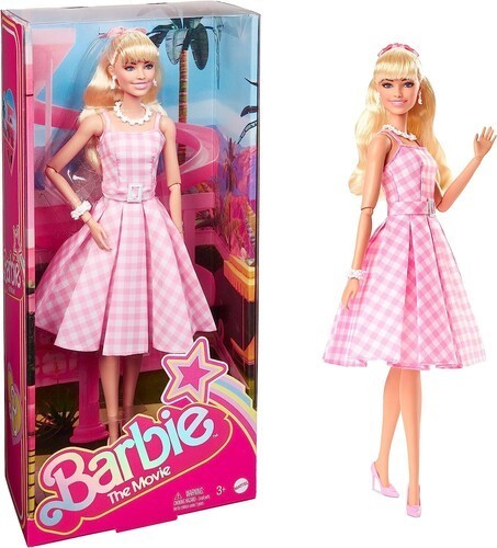 lot 2702 image: Barbie The Movie Collectible Doll Margot Robbie as Barbie in Pink Gingham Dress