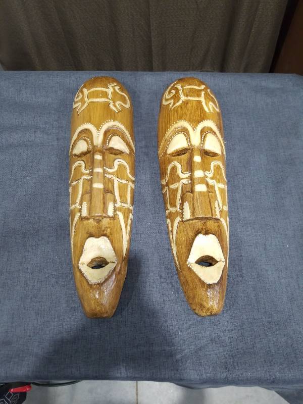lot 1417 image: Pair of Tribal Face Masks