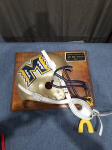 lot 1294 image: Football Helmet Mounted on Plaque #50 Mike Garcia 2008
