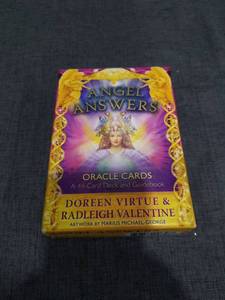 lot 1312 image: Preowned Angel Answers Oracle Cards - 44 Card Deck & Guidebook Doreen Virtue