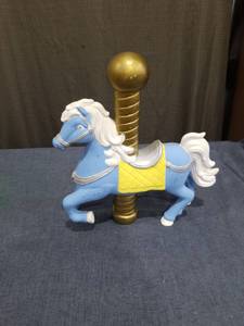 lot 1317 image: Carousel Horse Figurine Blue and White with Gold Pole