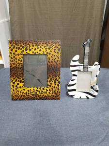 lot 1337 image: Decorative Photo Frames Lot - Leopard Print and Guitar Shaped