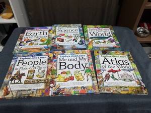 lot 1347 image: Explore and Learn 6-Book Set Earth and Space, Science and Technology, Natural World, People in Place and Time, Me and My Body, Atlas of the World