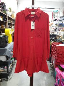 lot 1367 image: Tuckernuck Red Button-Front Shirt Dress Size Medium