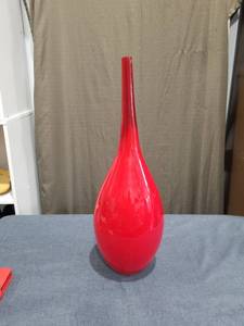lot 1381 image: Red Teardrop Vase with Tapered Neck