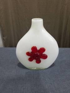 lot 1397 image: White Glass Vase with Red Flower Design