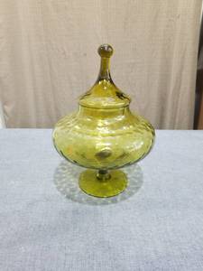 lot 1419 image: Glass Covered Candy Dish Pedestal Footed