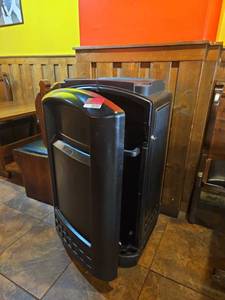 lot 21717 image: Rubbermaid Trash Can with Tray Holder