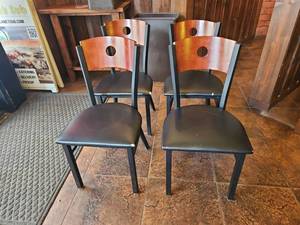 lot 21763 image: 4 - Restaurant Dining Chairs w Wood Back &amp Black Seat