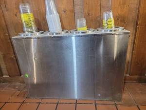 lot 21695 image: Commercial Stainless Steel 4-Compartment Beverage Dispenser
