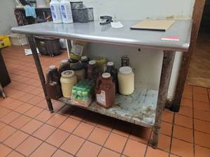 lot 21704 image: Stainless Steel Prep Table and Contents