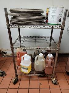 lot 21706 image: Stainless Steel Cart on Casters and Contents