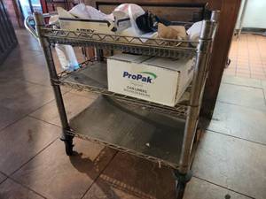 lot 21731 image: 3-Tier Wire Shelving Utility Cart with Casters