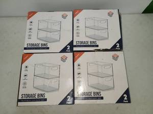lot 11 image: Storage Bins Multipurpose Clear Plastic Bins 2 Pack Lot of 4