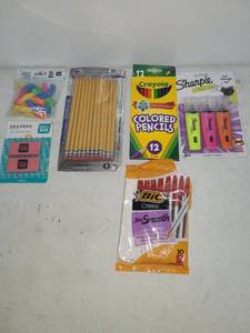 lot 13 image: School Supplies Lot Pencils Erasers Highlighters Markers Bundle