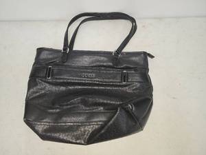 lot 32 image: GUESS Black Tote Bag with Monogram Pattern