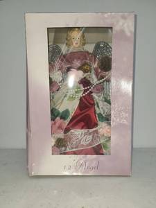lot 57 image: 12 Angel Doll Figure with Wings and Holiday Dress