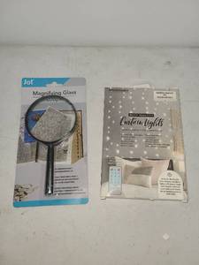 lot 69 image: Jot Magnifying Glass Loupe 3X and Mercury Curtain Lights LED Cascading