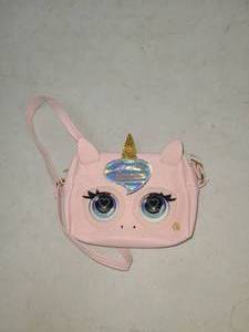 lot 74 image: Pink Owl Shaped Crossbody Bag with Holographic Details