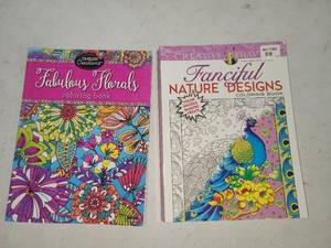 lot 81 image: 2 Adult Coloring Books Lot Timeless Creations Fabulous Florals Creative Haven Nature Designs