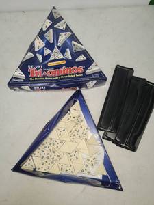 lot 88 image: Pressman Deluxe Tri-ominos The Original Domino Game Three-Sided Twist