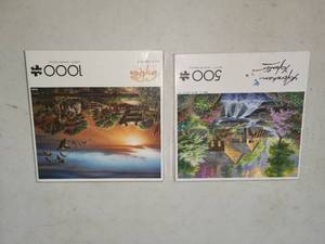 lot 104 image: Buffalo Games Jigsaw Puzzle Set 1000pc Lazy Afternoon & 500pc Summer Mill