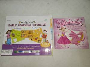 lot 123 image: Early Learning Bundle 2 Childrens Books Wipe and Write First Words Stencils