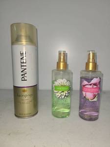 lot 131 image: Pantene Hairspray Volume 11oz and 2 Body Spray Bottles Lot