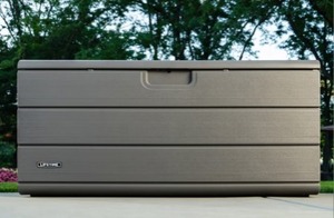 lot 138 image: Lifetime 170-Gallon Resin Outdoor Storage Deck Box