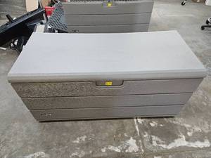 lot 160 image: Lifetime 170-Gallon Resin Outdoor Storage Deck Box Assembled