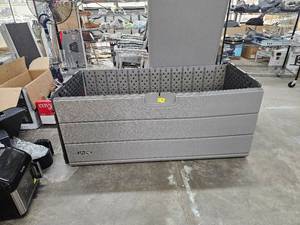 lot 161 image: Lifetime 170-Gallon Resin Outdoor Storage Deck Box Partially Assembled