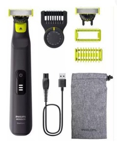 lot 1504 image: Philips Norelco OneBlade 360 Pro Face & Body Trimmer Battery, Adapter, Attachment Combs, Blade Guard
