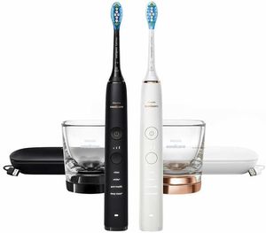 lot 1530 image: $274 PHILIPS Battery Powered Sonicare Diamond Clean Rechargeable Toothbrush for Complete Oral Care 2-Pack Handles White and White