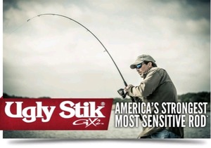 lot 1540 image: Ugly Stik GX2 Youth Spinning Reel and 56 Fishing Rod Combo, RedGold, 2-Piece, Graphite and Fiberglass Rod with Clear Tip