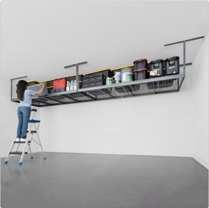 lot 172 image: $399 SafeRacks Super Duty 4 ft x 8 ft Overhead Garage Storage Rack and Accessories Kit, 2-pack