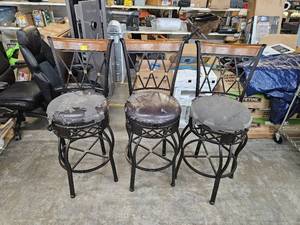 lot 201 image: Swivel Bar Stools with Backs, Set of 3 Project Ready