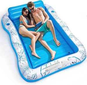 lot 4110 image: Inflatable Adult Pool Lounger Float - BAIAI Large Beach Sun Tanning Floaty Raft Sunbathing Water Lounge Floaties Tub with Drink Holder Blow Up River & Lake Suntan Floating Swimming Mattress Mat