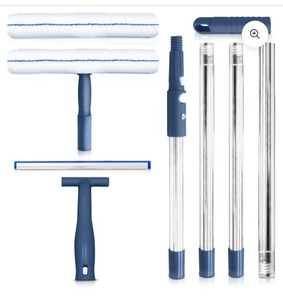 lot 4112 image: DSV Standard Window Cleaning Kit 62, Window Washing Kit with Extension Pole with Silicone Scraper and 2X Microfiber Scrubber Sleeves, Window Cleaner Tool for Home, Shower, Glass, Mirror, Car