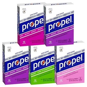 lot 4118 image: Propel Powder Packets, 4 Flavor Variety Pack With Electrolytes, Vitamins and No Sugar, 0.08 oz, 50 Packets BB JAN 2026