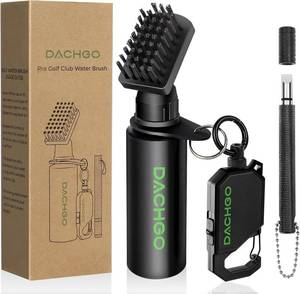 lot 4127 image: Pro Golf Club Cleaner Brush, Golf Water Brush with Lockable Retractor Clip & Squeeze Bottle for Easy Cleaning, 7.5 Inches - Hold 4 oz of Water (Brush with Groove Sharpener Tool)