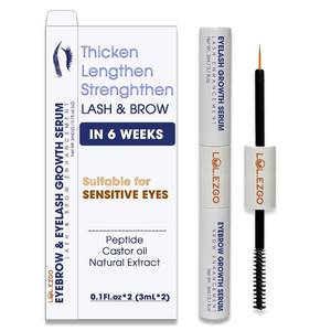 lot 4136 image: Eyebrow & Eyelash Growth Serum for Sensitive Eyes (2 in 1) - Peptide, Castor Oil & Natural Extract in Formula to Strengthen Thicken Lengthen Lash and Brow - 3mLx2 for 3 Months Supply