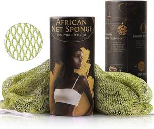 lot 4189 image: African Net Sponge Authentic Exfoliating Body Scrubber for Shower & Bath, Deep Cleansing Lather for Dead Skin Removal, Back Scrubber Gift for Women & Men Army Green